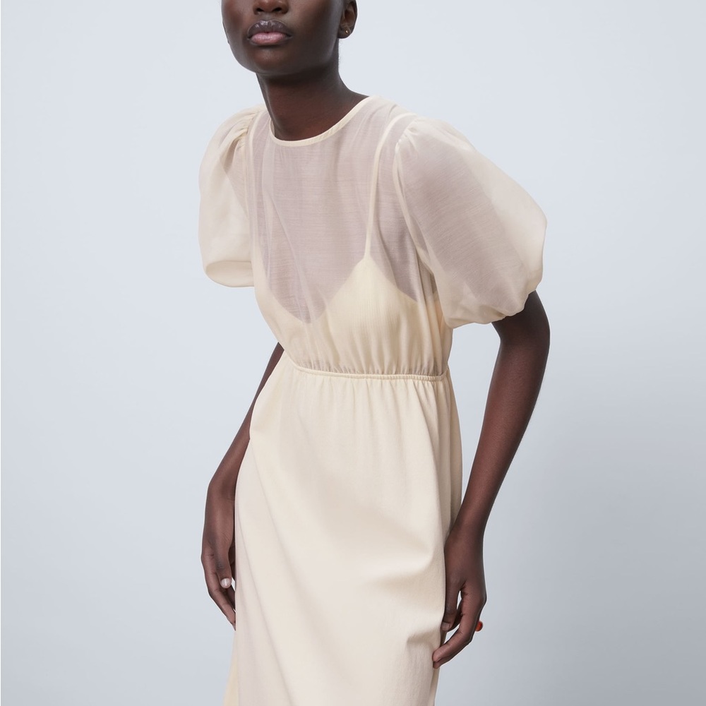 Zara contrasting knit dress cream NWT - Picture 1 of 7